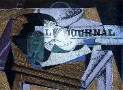 Juan Gris fruit dish ,book ,and newspaper oil